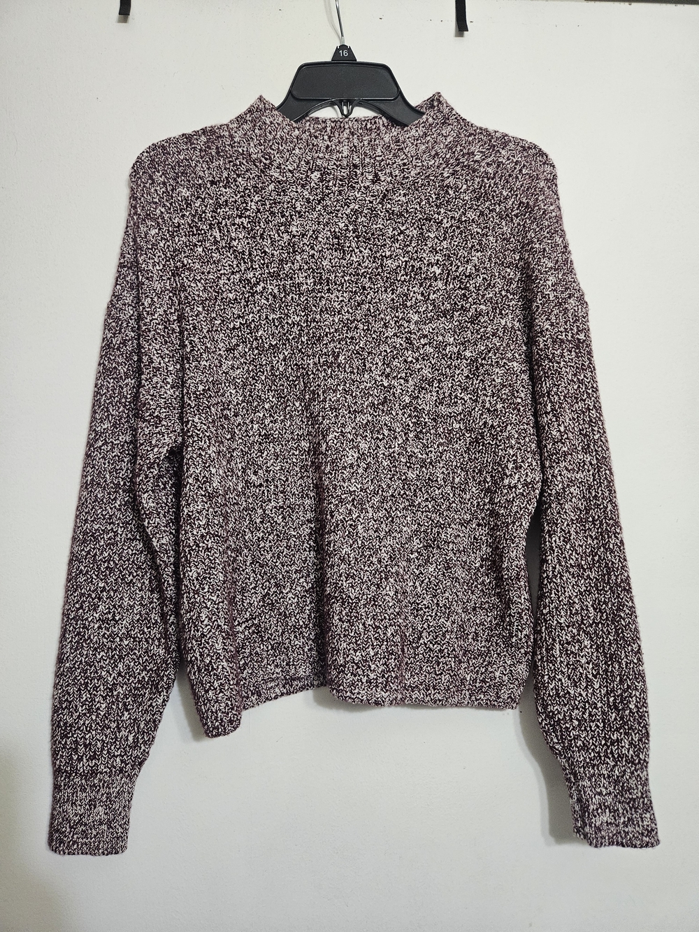 Old Navy Marled Mock Neck Sweater - Burgundy and White
